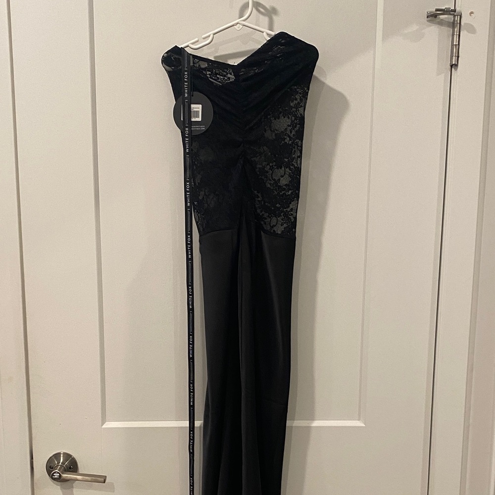 White fox strapless dress